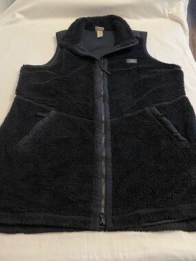 L.L.Bean Recycled Sherpa Fleece Vest Black Cozy Soft Women’s Plus Size 3X Long